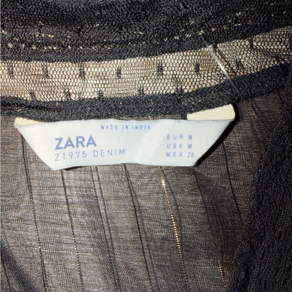 Zara Black Sheer Blouse with Gold Accents - Picture 7 of 10